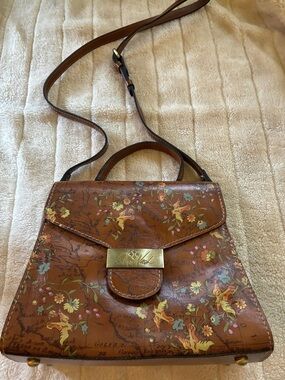 Patricia Nash Casotta English Map Brown Floral Top-Handle Crossbody